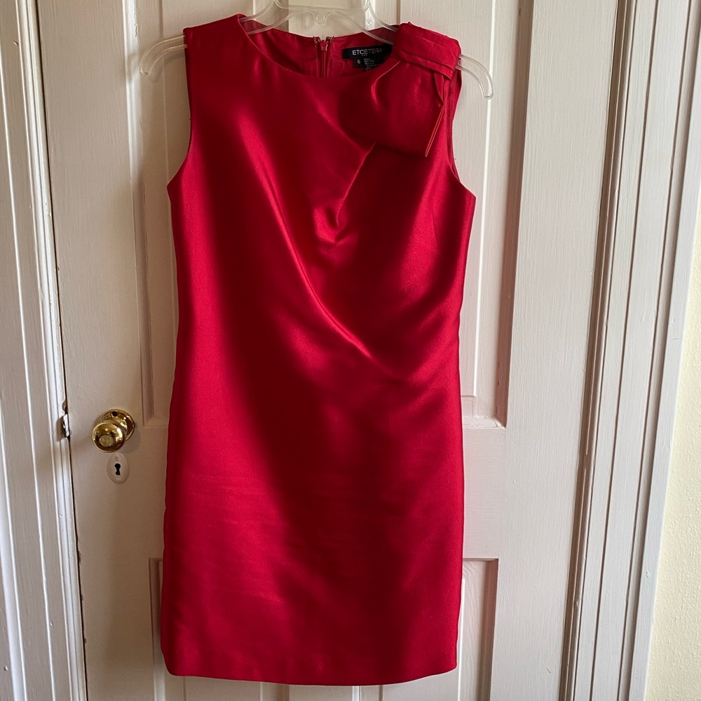 ETCETERA Red Satin Cocktail Dress